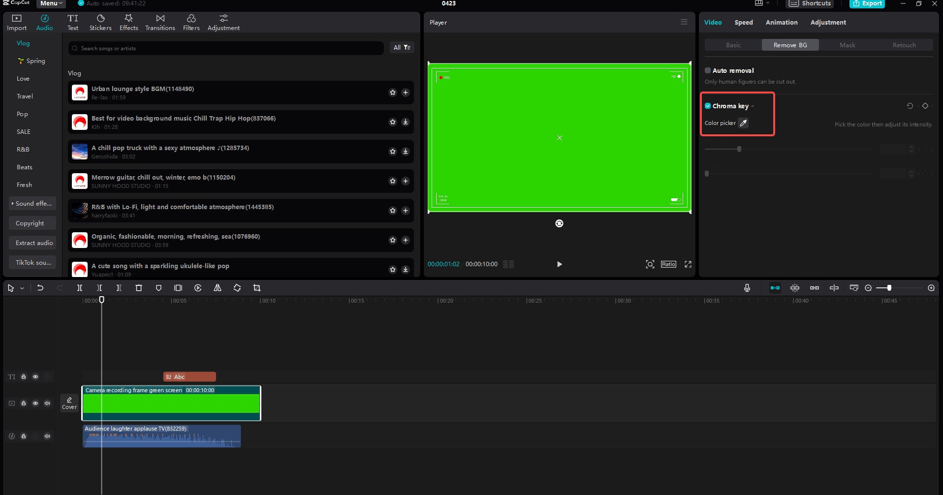 Edit video with chroma key